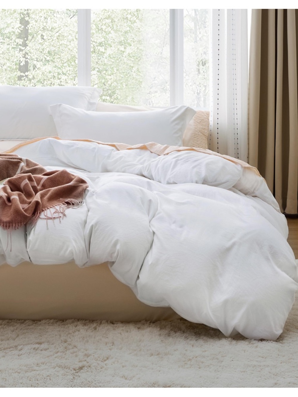 King Size Duvet 3Pc. Set Pre-Washed Cotton-Like Polyester-WHITE